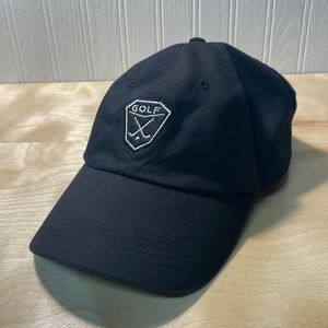 Vintage Y2K Crossed Golf Clubs Patch Adjustable Cotton Ball Cap - Black